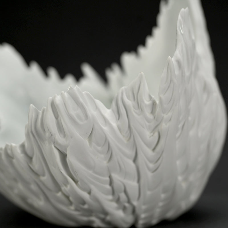 Contemporary Hakuji Porcelain Basin ー徳丸 鏡子 "白磁火焔紋 碗"