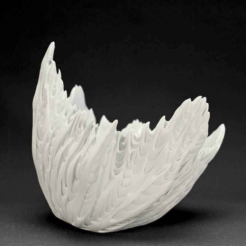 Contemporary Hakuji Porcelain Basin ー徳丸 鏡子 "白磁火焔紋 碗"