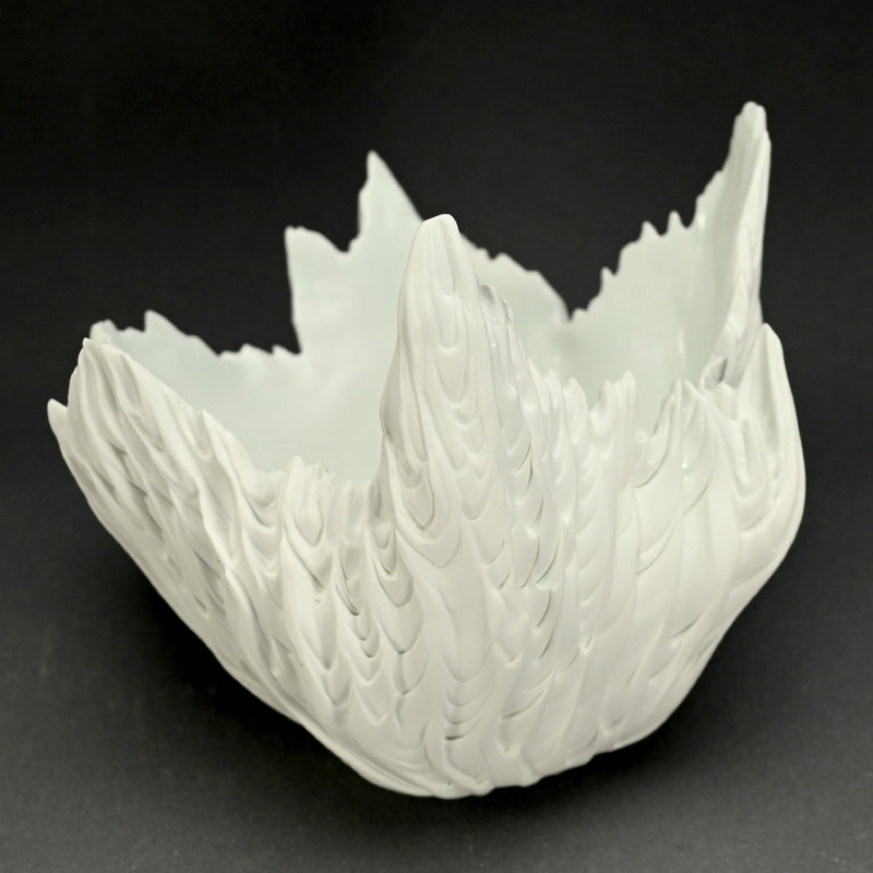 Contemporary Hakuji Porcelain Basin ー徳丸 鏡子 "白磁火焔紋 碗"