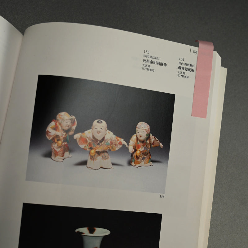 Museum Published Set of 3 Ceramic Okimono ー初代 諏訪蘇山 ”色絵金彩踊置物”