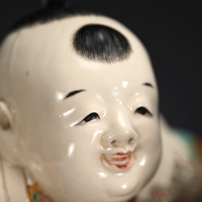 Museum Published Set of 3 Ceramic Okimono ー初代 諏訪蘇山 ”色絵金彩踊置物”