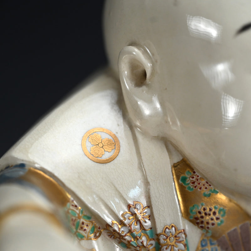 Museum Published Set of 3 Ceramic Okimono ー初代 諏訪蘇山 ”色絵金彩踊置物”