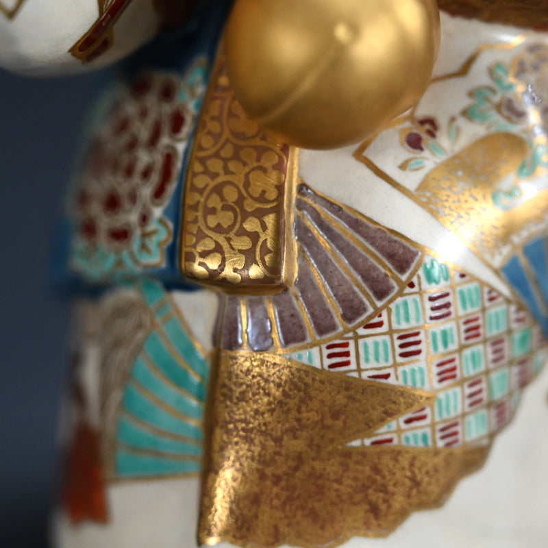 Museum Published Set of 3 Ceramic Okimono ー初代 諏訪蘇山 ”色絵金彩踊置物”