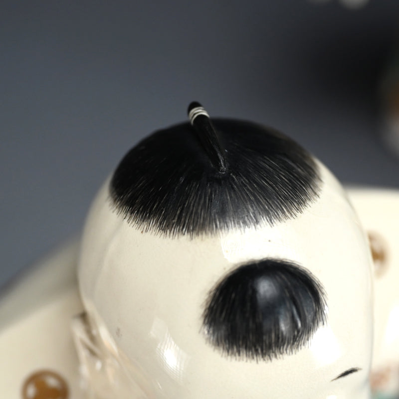 Museum Published Set of 3 Ceramic Okimono ー初代 諏訪蘇山 ”色絵金彩踊置物”