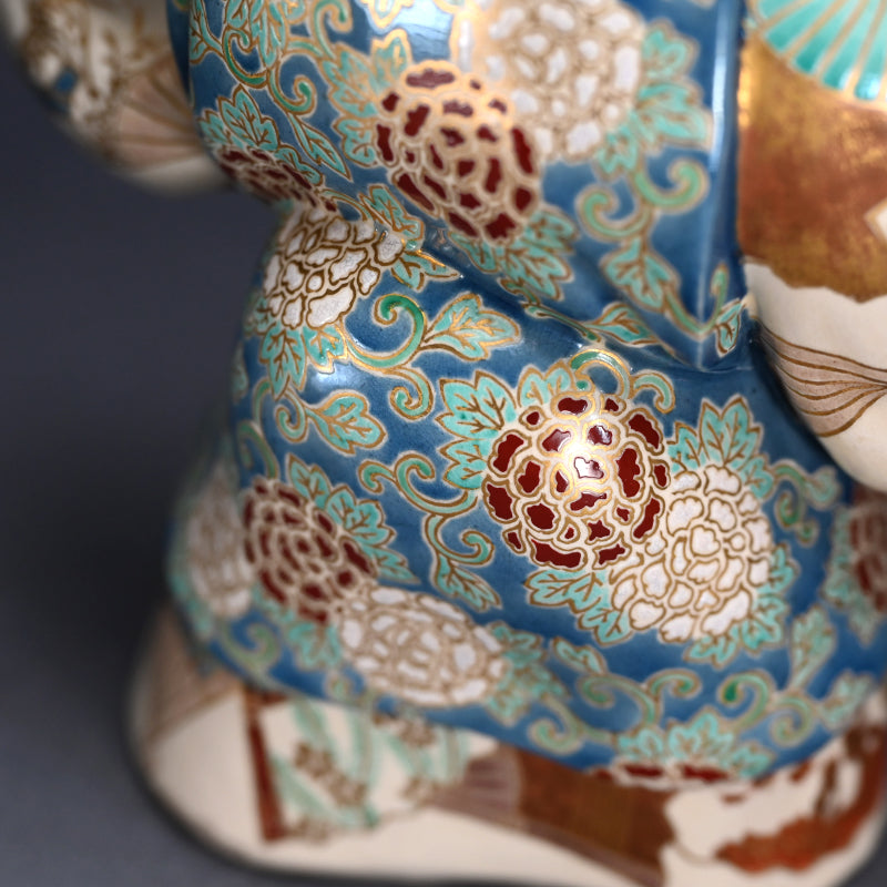 Museum Published Set of 3 Ceramic Okimono ー初代 諏訪蘇山 ”色絵金彩踊置物”