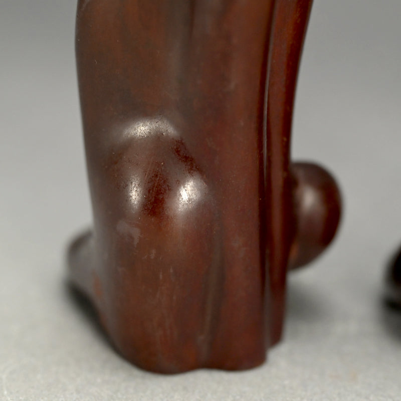 Antique Japanese Art Deco Bronze Fox pair, Kozan ー"狐 幸山"