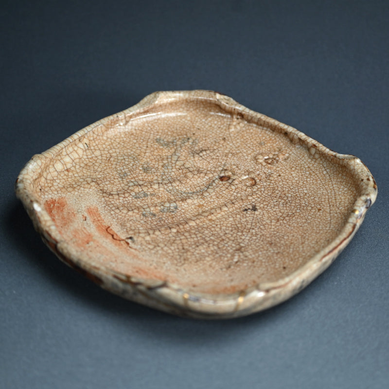 Antique Japanese Shino plate w/ Kintsugi Gold Repair
