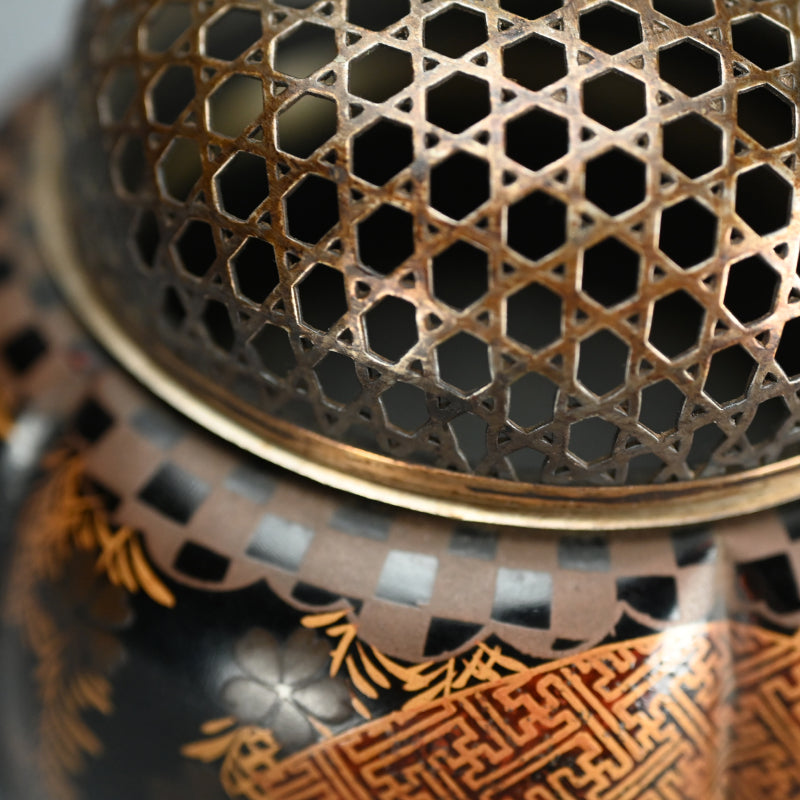 Edo p. Akoda Koro Incense Burner with Silver Lid ー阿古陀香炉