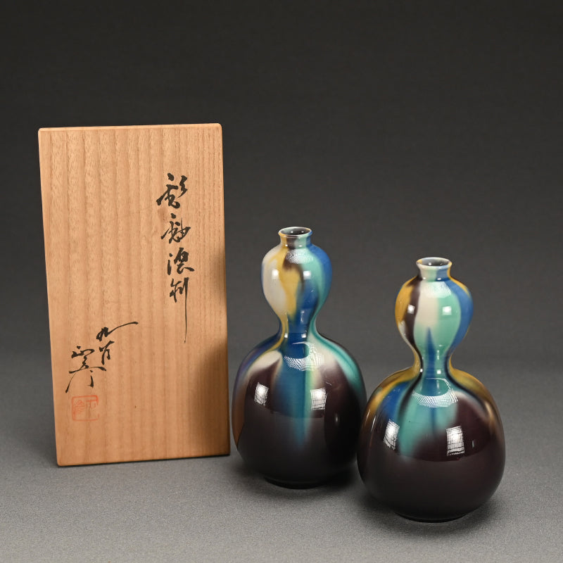 Porcelain Tokkuri Set ー"彩釉徳利 三代 徳田八十吉, 正彦"
