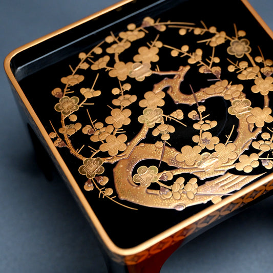 Fabulous 19th c. Lacquer Sake Stand & Cup Set