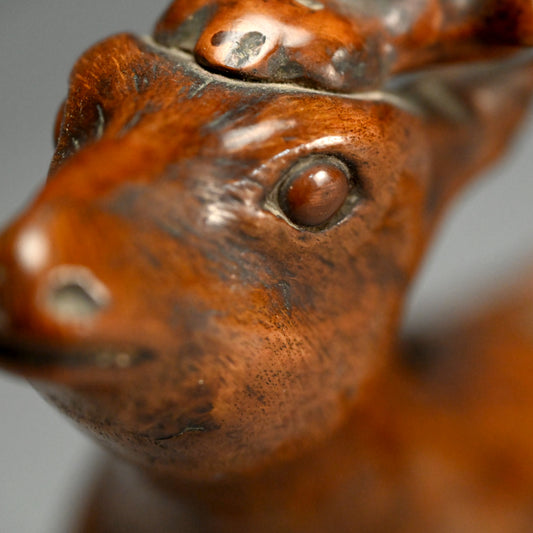 Antique Japanese Burl-Wood Deer Sculpture