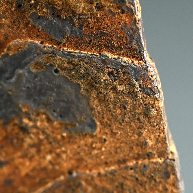 Oxidized Rust Vase ー佐藤 和彦 "鉄化瓷彫文壺"