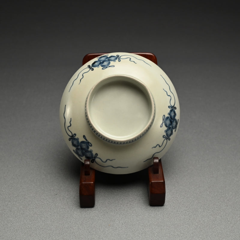 Antique Japanese Hirado Porcelain Dish, Wild Chrysanthemum