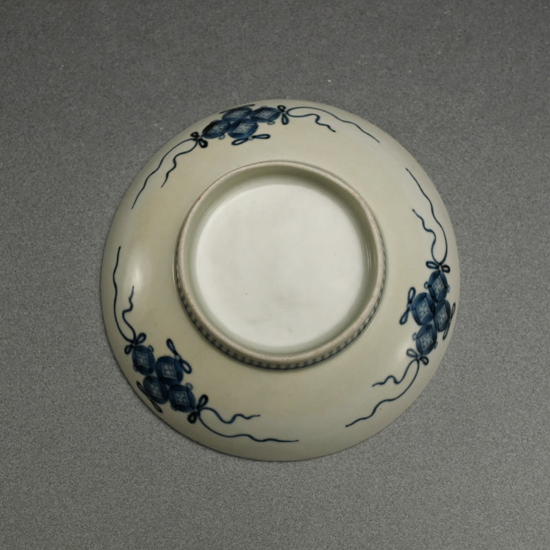 Antique Japanese Hirado Porcelain Dish, Wild Chrysanthemum