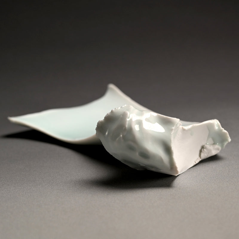 Sharp Porcelain Serving Plate ー加藤 委 “青白磁 くわ形皿”