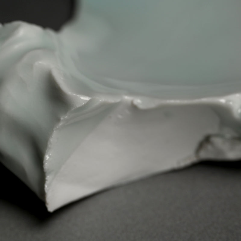 Sharp Porcelain Serving Plate ー加藤 委 “青白磁 くわ形皿”