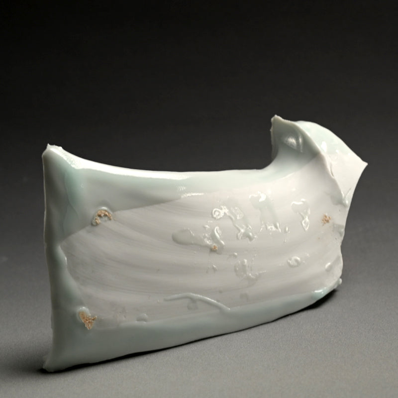 Sharp Porcelain Serving Plate ー加藤 委 “青白磁 くわ形皿”