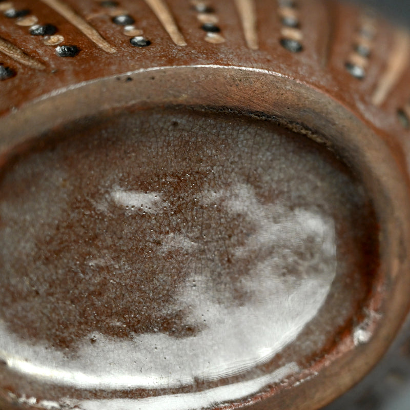 Unusual Art-Deco Influenced Ceramic Vase ー宇野 仁松 "扁壺"