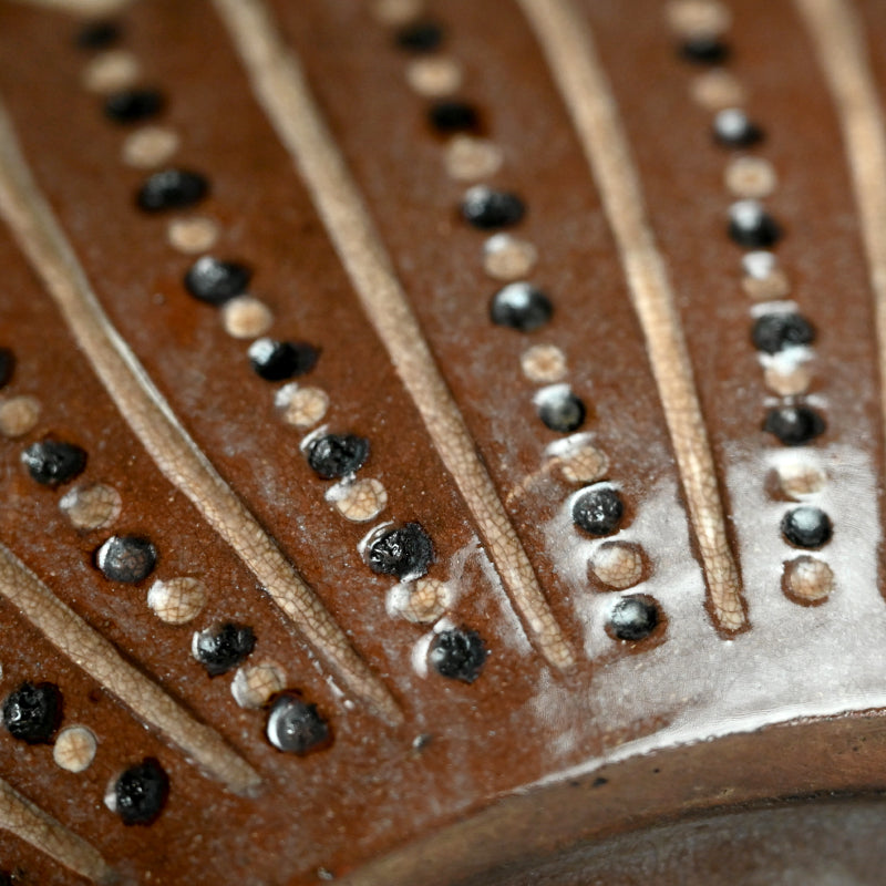 Unusual Art-Deco Influenced Ceramic Vase ー宇野 仁松 "扁壺"