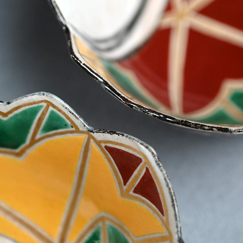 Set 5 Maple Leaf Mukozuke Dishes ー宮川 香山 "色絵竜田絵向付"