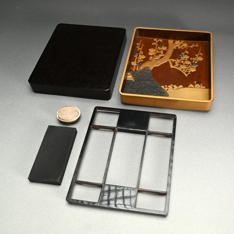 19th c. Korin Maki-e Rimpa Style Suzuribako Lacquer Box