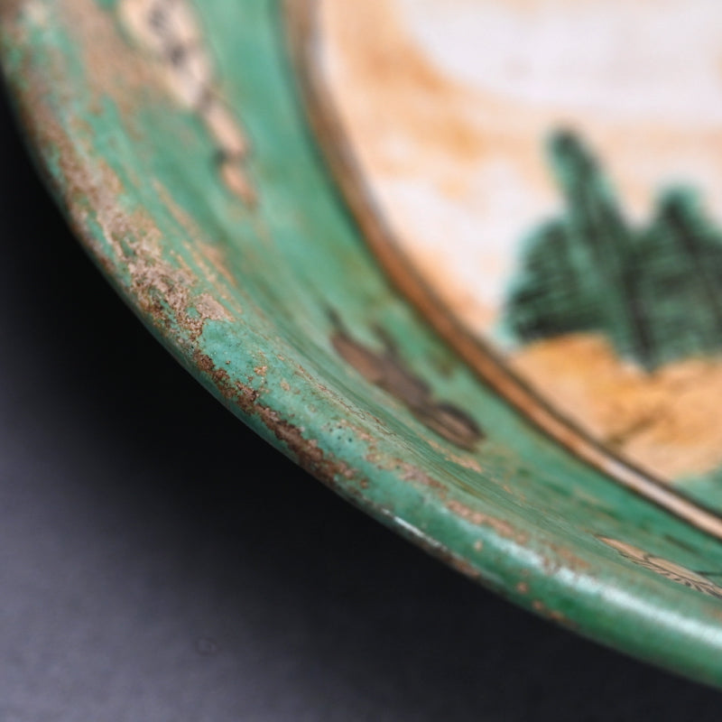 Rare! Awaji yaki Plate ー賀集 珉平 “淡路焼 色絵山水文皿”