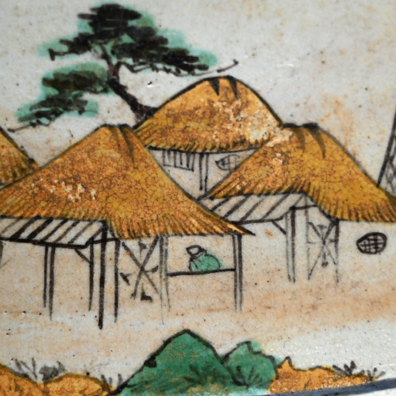 Rare! Awaji yaki Plate ー賀集 珉平 “淡路焼 色絵山水文皿”