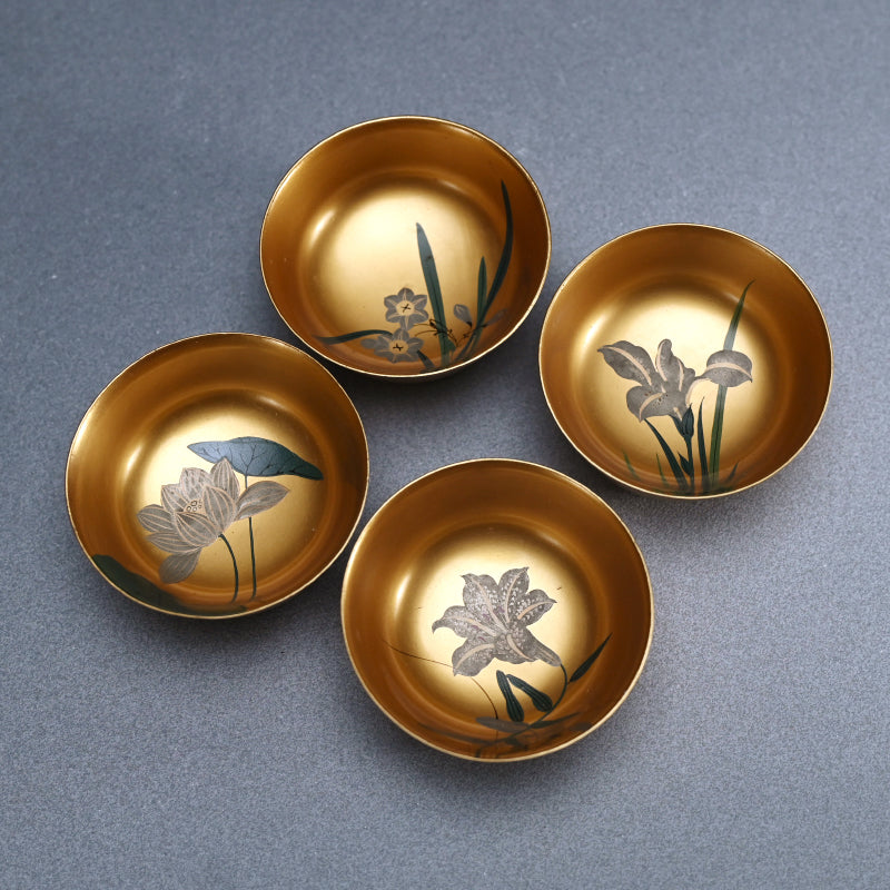 Antique Gold lacquered 10 piece Sake Cup Set