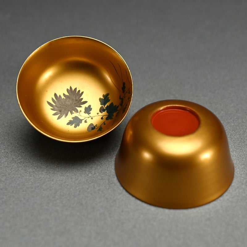 Antique Gold lacquered 10 piece Sake Cup Set