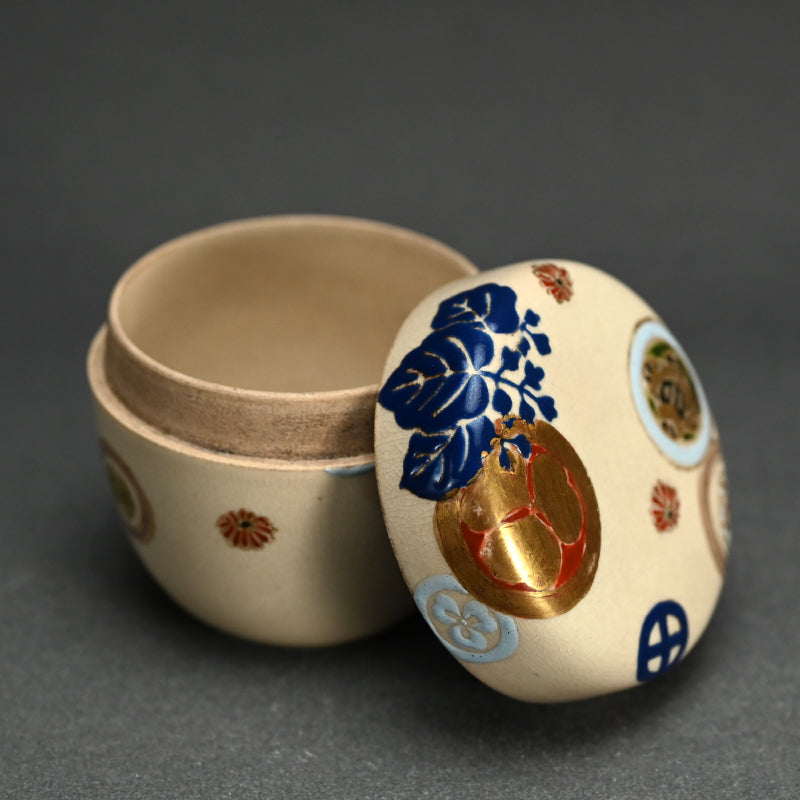 Antique Japanese Satsuma Natsume Tea Caddy ー"古薩摩茶壺 暁山 造"