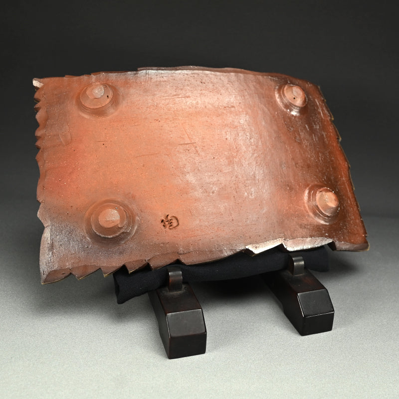 Contemporary Rippling Bizen Platter ー小西陶蔵 "備前 風文直角鉢"