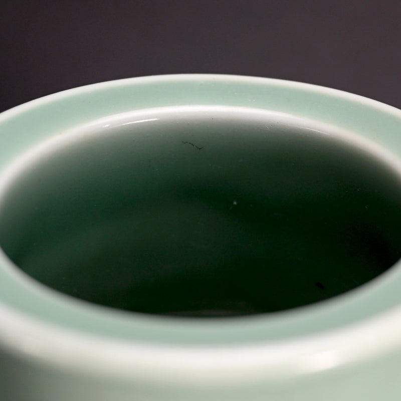 Classic Antique Devil Head Vase ー宮川 香山 "青磁釉 四ッ耳鬼面環花瓶 台付"