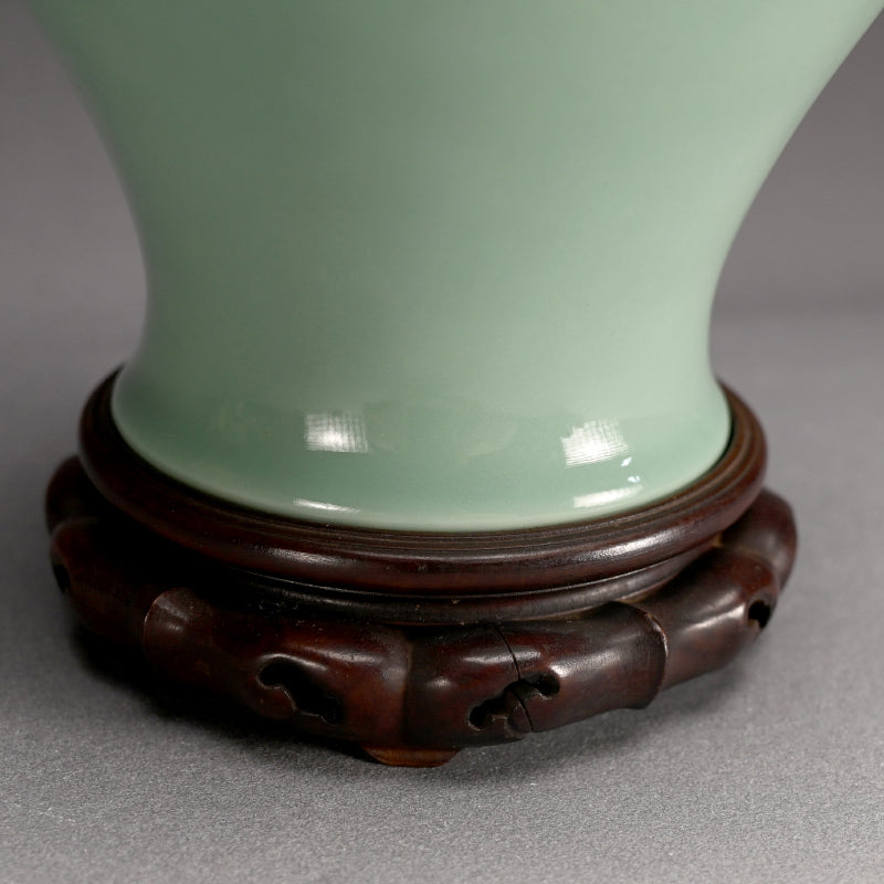 Classic Antique Devil Head Vase ー宮川 香山 "青磁釉 四ッ耳鬼面環花瓶 台付"