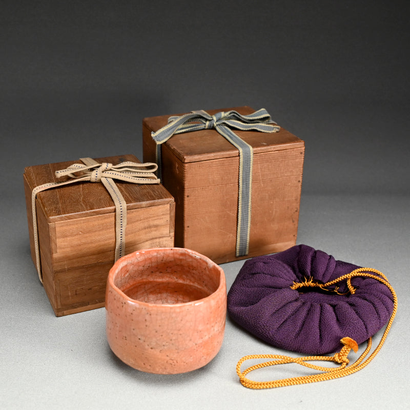 Edo p. Aka-Raku Chawan by Tea Master Gengensai ー赤楽茶碗 玄々斎 天元窯