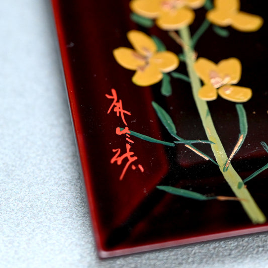 Lacquer 5 Plate Set ー張間 麻佐緒 “歳特記 四季草花 漆絵銘々皿”
