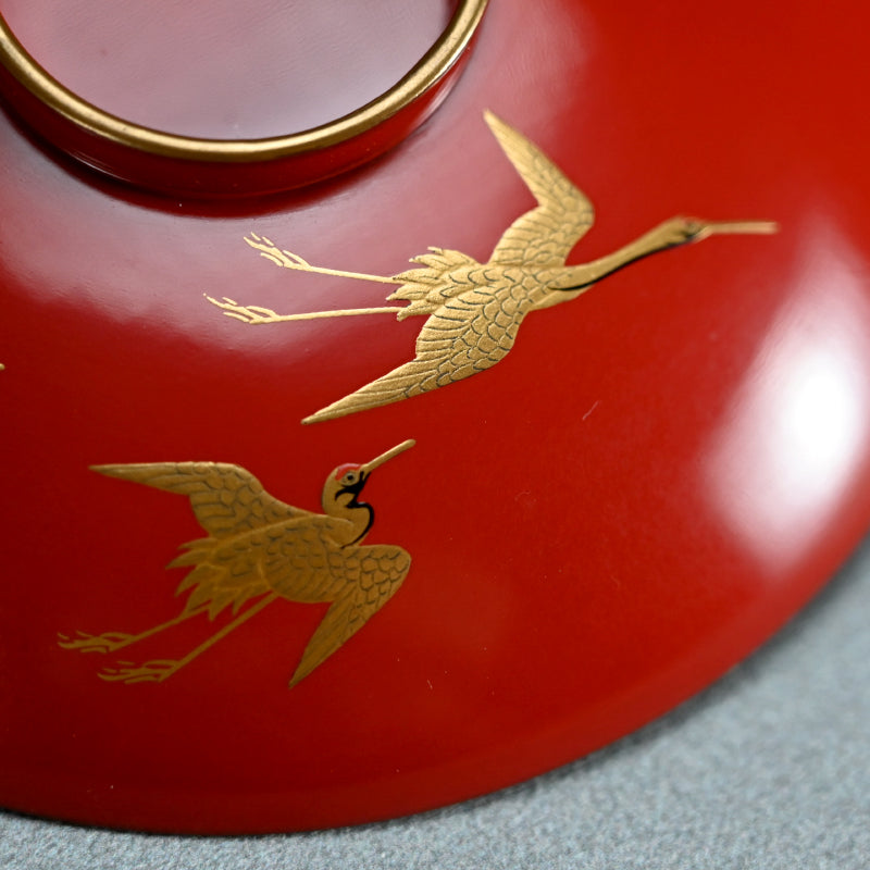 Breathtaking Antique Maki-e Lacquer Stand & Sake Cups ー蓬莱山蒔繪 三ツ組盃花月臺 臺組