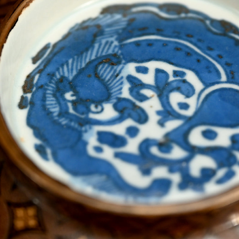 19th c. Japanese Lacquered Porcelain bowl w/ Dragon Designs