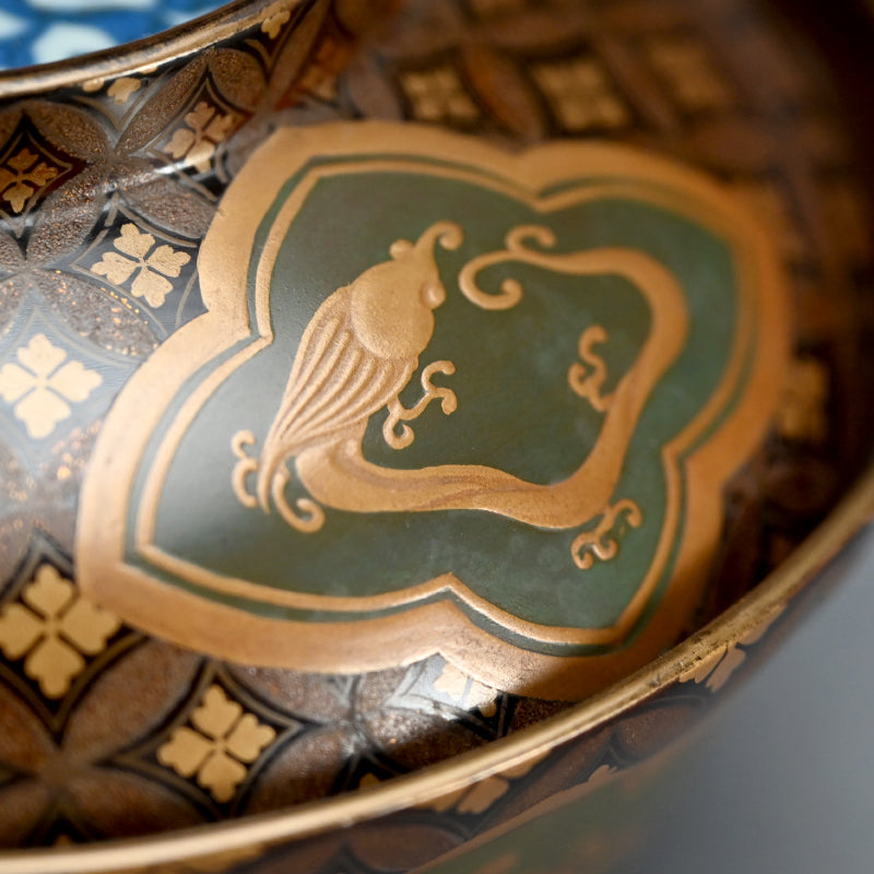 19th c. Japanese Lacquered Porcelain bowl w/ Dragon Designs