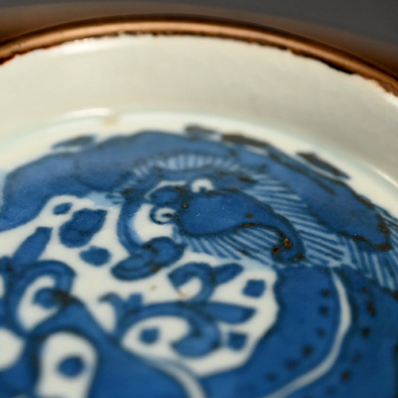 19th c. Japanese Lacquered Porcelain bowl w/ Dragon Designs