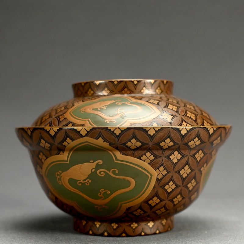 19th c. Japanese Lacquered Porcelain bowl w/ Dragon Designs
