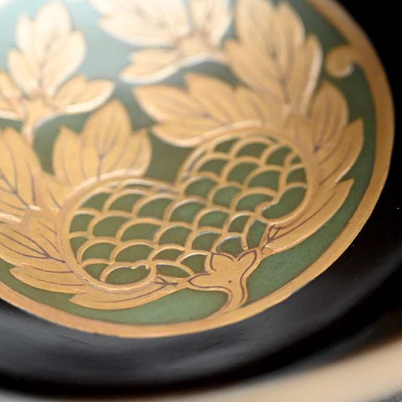 19th c. Japanese Lacquered Porcelain bowl w/ Dragon Designs