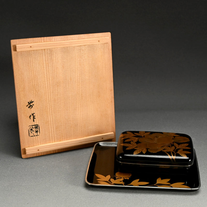 Antique Japanese Lacquer Box and Tray Set