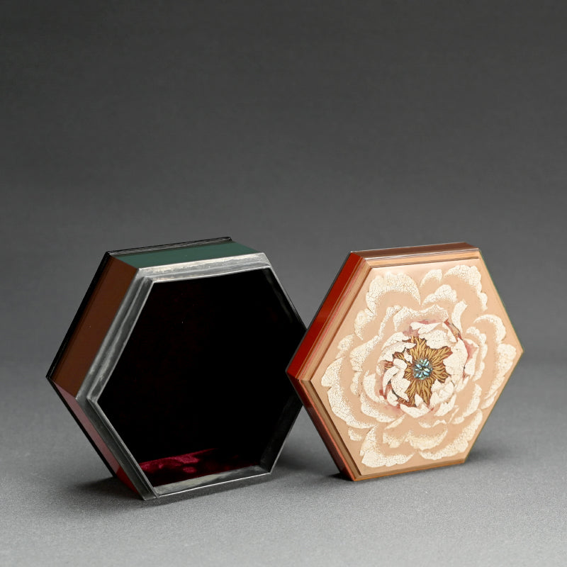Exquisite Mid-century Lacquered Jewelry Box by Heiando ー平安堂 “六角宝石箱”
