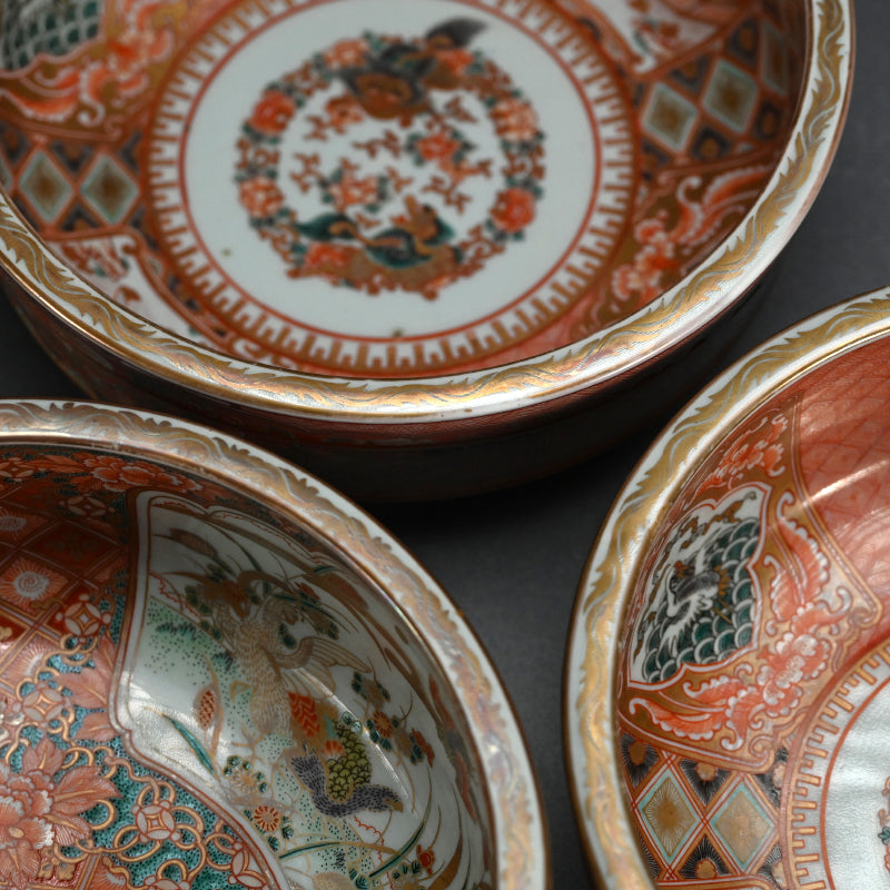 3 Large 19th century Imari Porcelain Bowls