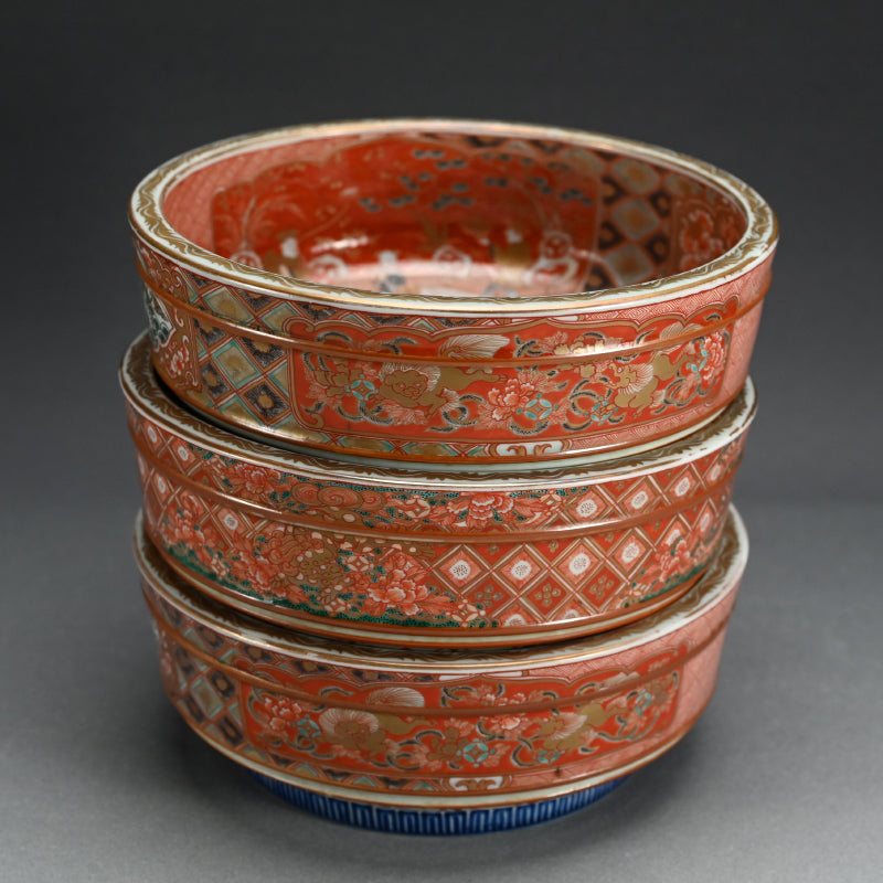 3 Large 19th century Imari Porcelain Bowls