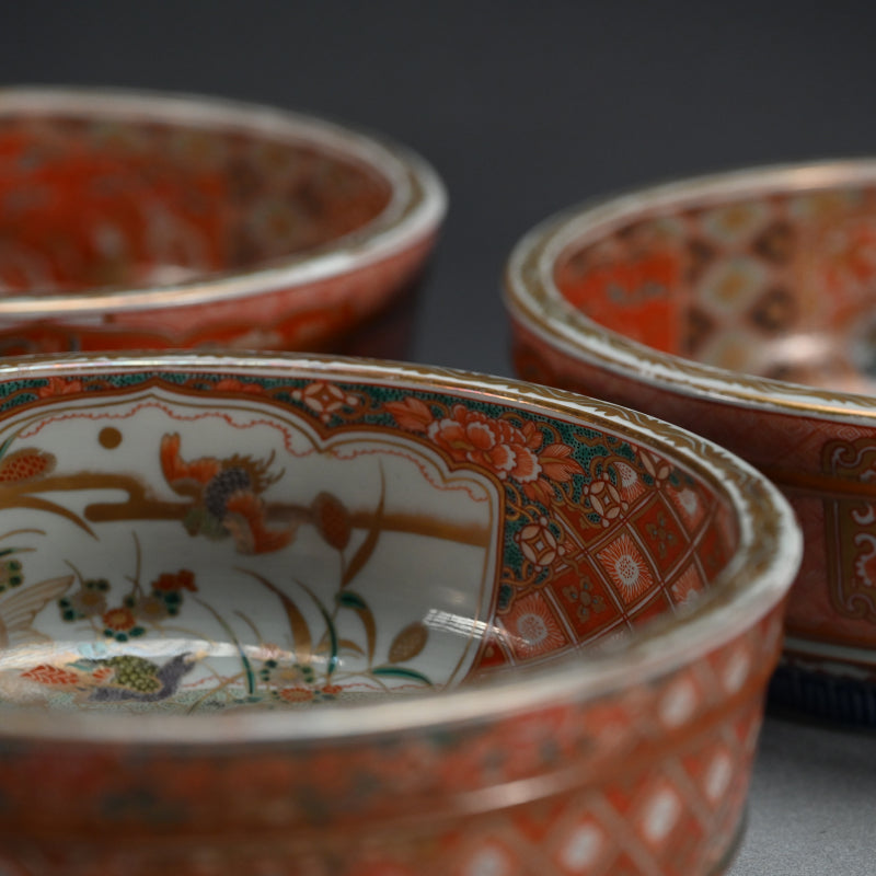 3 Large 19th century Imari Porcelain Bowls