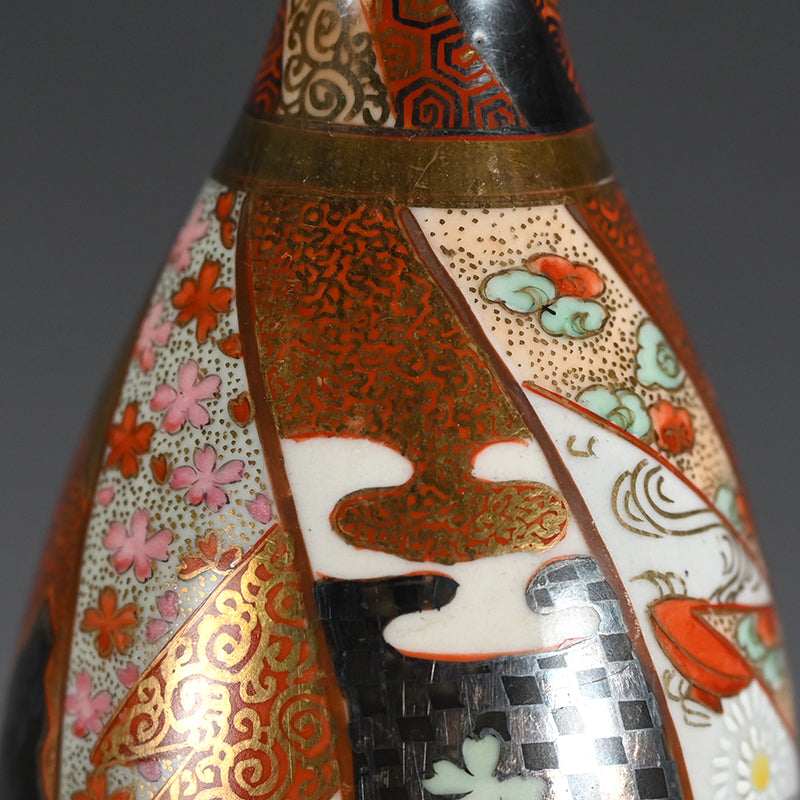 Ornate Meiji p. Kutani Porcelain Tokkuri Set