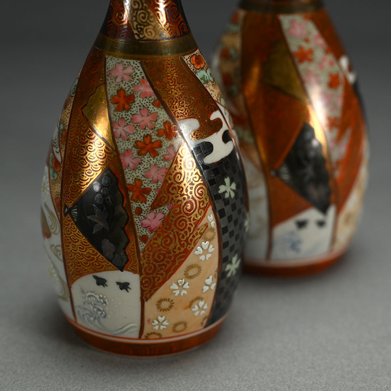 Ornate Meiji p. Kutani Porcelain Tokkuri Set