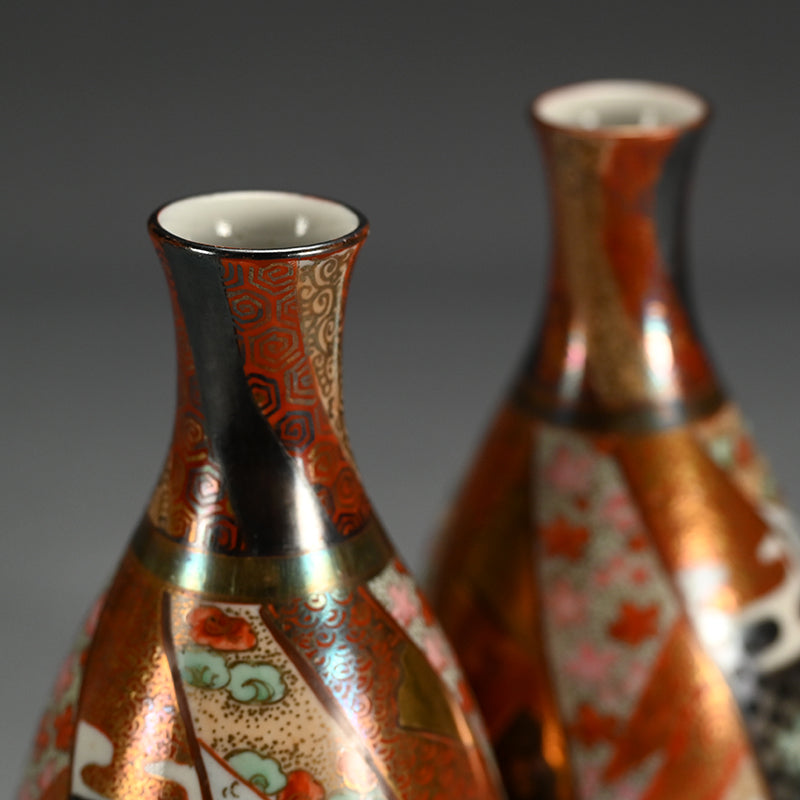 Ornate Meiji p. Kutani Porcelain Tokkuri Set