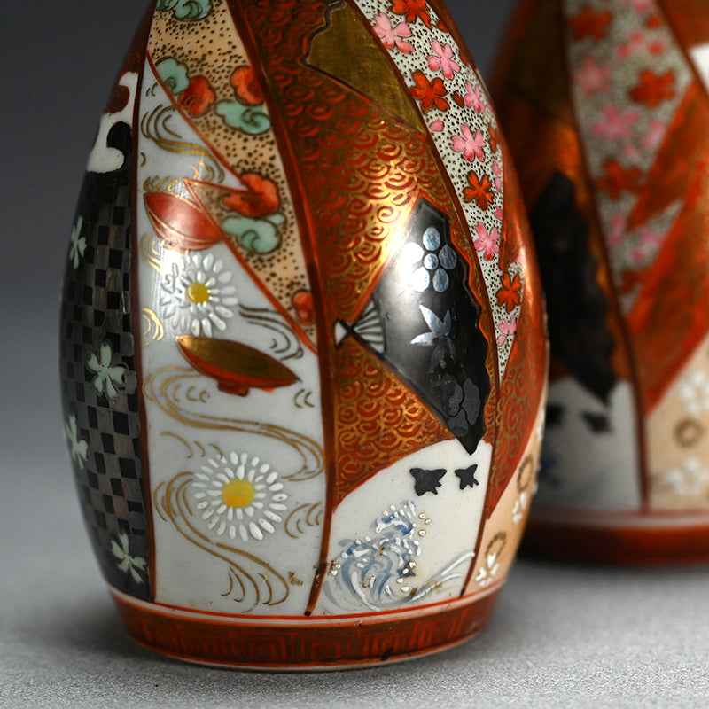 Ornate Meiji p. Kutani Porcelain Tokkuri Set